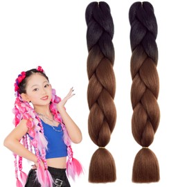 Wig Specialty Shop Classe Braided Hair Bundles Set of 2 Hair Extensions Kids Dance Cornrow Volume Braid Gradation Heat Resistant Children to Adults 32 Colors to Choose from Black x Brown
