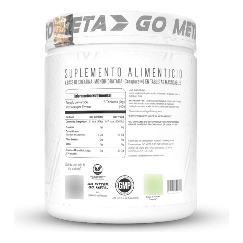 Creatina Meta Nutrition Monohidratada Creapure Chews 120 Cap Wild Lime