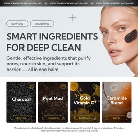 Smooth Cleansing Balm Deep Black – 2.64oz (1, Black), Makeup Remover Balm, Pore Cleanser for Skincare with Charcoal and Gold Vitamin C – Clears Pore Clogs, Hydrating Ceramides and Gentle Face Cleanser