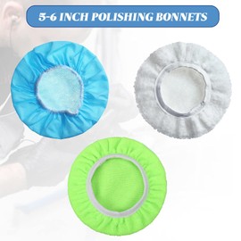 Mudder 20 Pieces Car Orbital Buffer Polisher Pad Bonnet Microfiber Max Bonnet Polishing Buffing Pad Cover(Fluorescent Green,5-6 Inches)