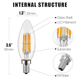 emotionlite emotionlite E14 LED Lampe, LED Filament Glhlampen, 4W (40W Equivalent), E14 Kerzenleuchter Basis, warmes Wei? Glhen, 2700K, 12 Stck