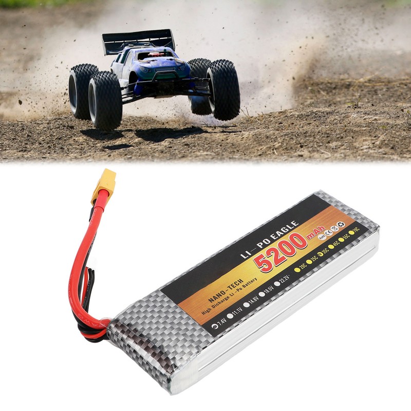 RC Lipo Battery 5200mAh 7.4V XT60 35C 2S Portable Remote