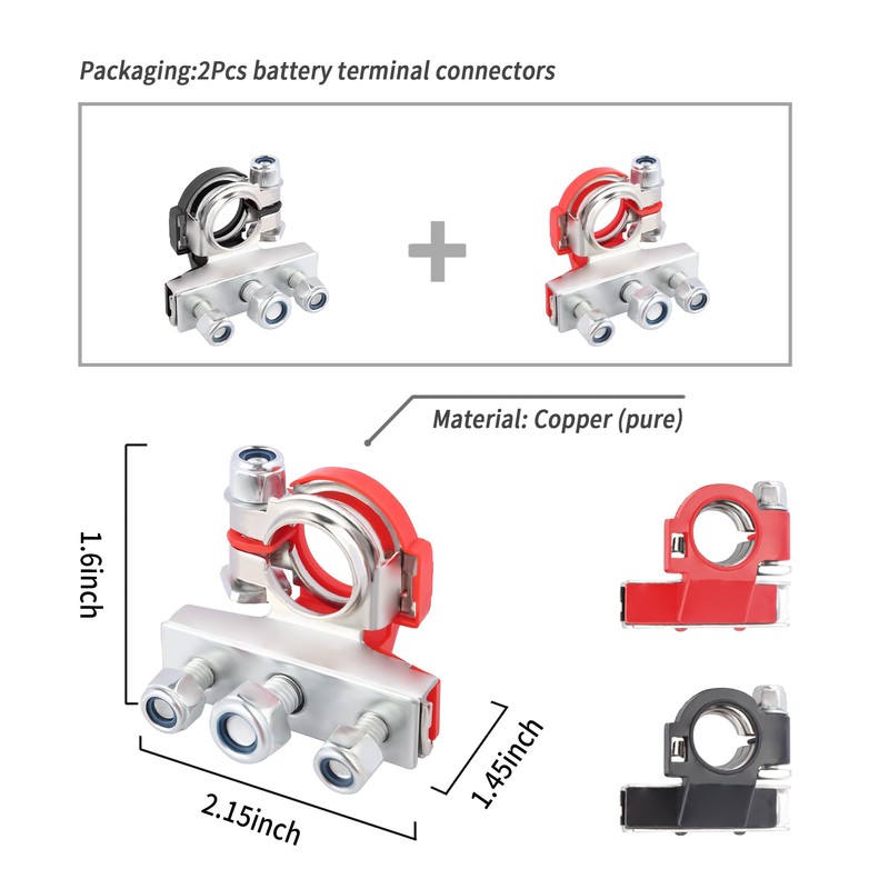 2PCS Battery Terminal Connectors,Heavy Duty Battery Terminals Positive and Negative