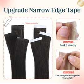 XDhair Tape in Hair Extensions Human Hair 50g 20Pcs 18 Inch Ombre Natural Black to Medium Brown Tape Hair Extensions Silky Straight for Women(#1B/4,18Inch)