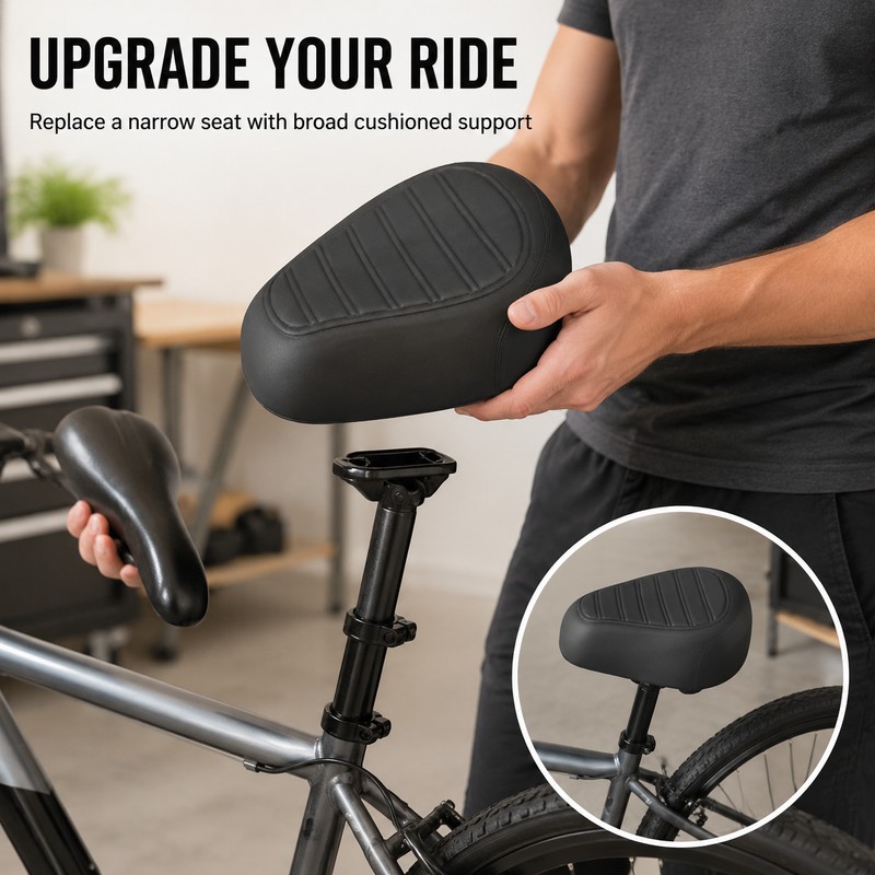 Wide Bike Seat for Comfortable Riding – Breathable Spring Saddle