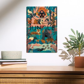 Lantern Press 10x15 Inch Wood Sign, Ready to Hang Wall Decor, Welcome to the Jungle, Jungle, Textured Geometric