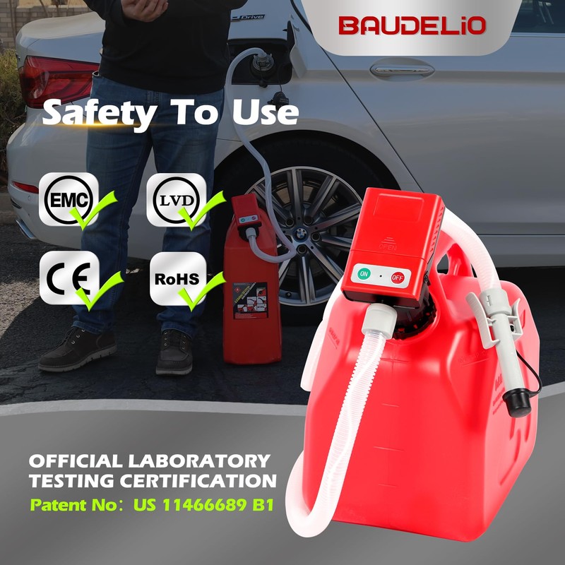 Fuel Transfer Pump with Auto-Stop, AA Battery Powered/DC 12V Power