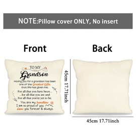 ACAROMAY to My Grandson Gift for Boy Decorative Throw Pillow Cover Gift for Grandson's Christmas Birthday Gift from Grandma Grandad Pillowcase 18x18 inches (Grandson)