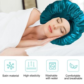iLamvie Satin Hair Cap, Silk Cap, Night Sleep Cap with Elastic Band, Sleep Cap Hair Protection, Satin Hood for Sleeping, Hair Net for Women and Girls (Kong Blue)