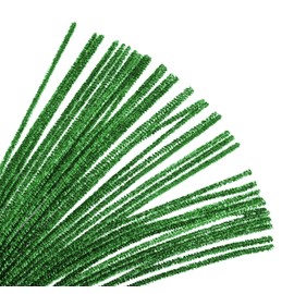 Holiday Christmas Tinsel Stems Pipe Cleaners - 45 Pc (12" Length) (Green)
