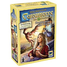 Hans im Glück, Carcassonne - Damsel and Dragon, 3rd Expansion, Family Game, Board Game, 2-6 Players, Ages 7+, 40+ Minutes, German