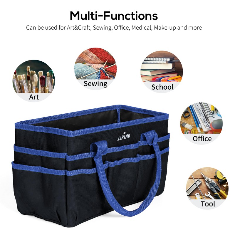 Jjring Fundamental Organizer 600D Nylon Artist Tote Bag, Blue Edge