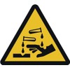 Warning of corrosive substances, sticker, diameter 5 cm, according to