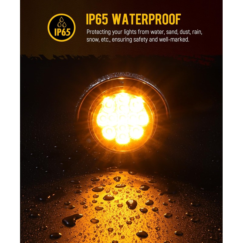 Partsam 10Pcs Amber 13LED Strobe Marker Lights, Round Clearance Light