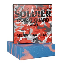 NATURAL AMERICAN SOLDIER Men’s Bar Soap – COAST GUARD SEA - 100% All Natural, Masculine Scent, Essential Oils, Organic Shea Butter, No Harmful Chemicals – For Men - Made in USA - Man Soap, 5 oz
