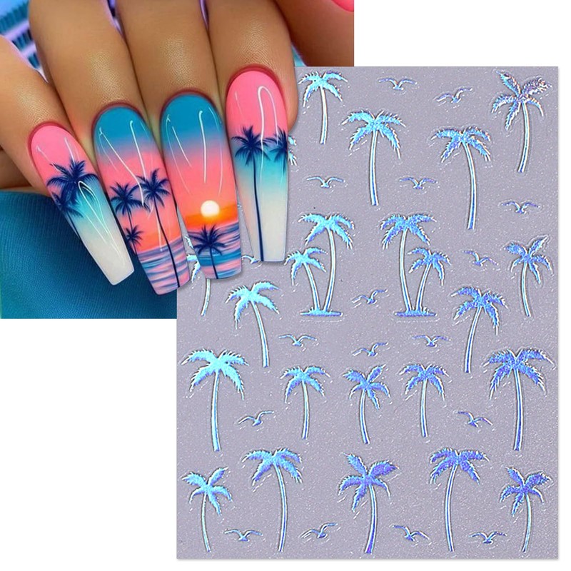 IDDFEVE Summer Palm Tree Nail Art Stickers - Colorful Coconut