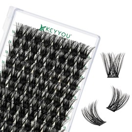 Lash Clusters 96pcs Individual Lashes D Curl 16mm Eyelash Clusters KEYYOU Volume Wispy Lash Extension Soft&Comfortable Easy DIY at Home(Y01,D-16mm)