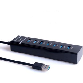 USB 3.0 Hub, 7-Port USB Data Hub Splitter for Laptop, PC, MacBook, Mac Pro, Mac Mini, More USB Devices 4 ft (1 x 3.0 Port + 6 x 2.0 Ports)