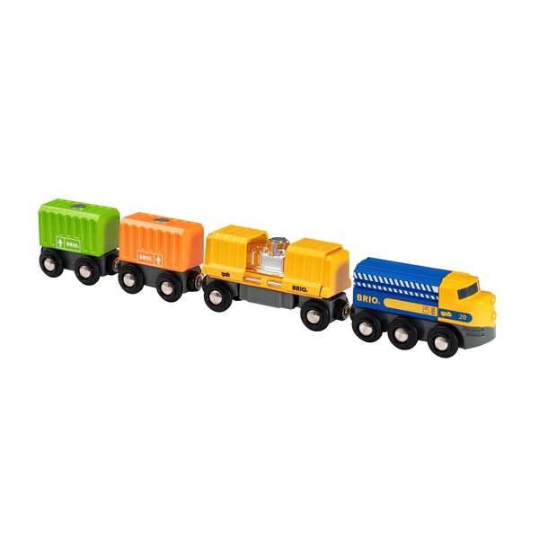 BRIO World Three Wagon Cargo Engine Train Toy for Kids