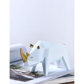 HAUCOZE Decorativa Figura Rhino Escultura Macetas de Planta Suculenta Resina Regalo 18cm