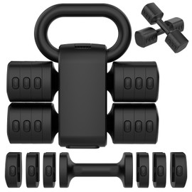 Hezeyferg 2-in-1 Adjustable Dumbbells Set, 4 Levels Weight Dumbbells Set for Women Men, Each 2.2/3.3/4.4/5.5lb Hand Weights with Kettlebell Form for Home Gym Exercise Training (Black)