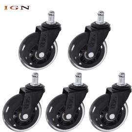 ignparts 5 Pack 3 Inch Office Chair Caster Swivel Wheels Replacement Heavy Duty Low-Noise
