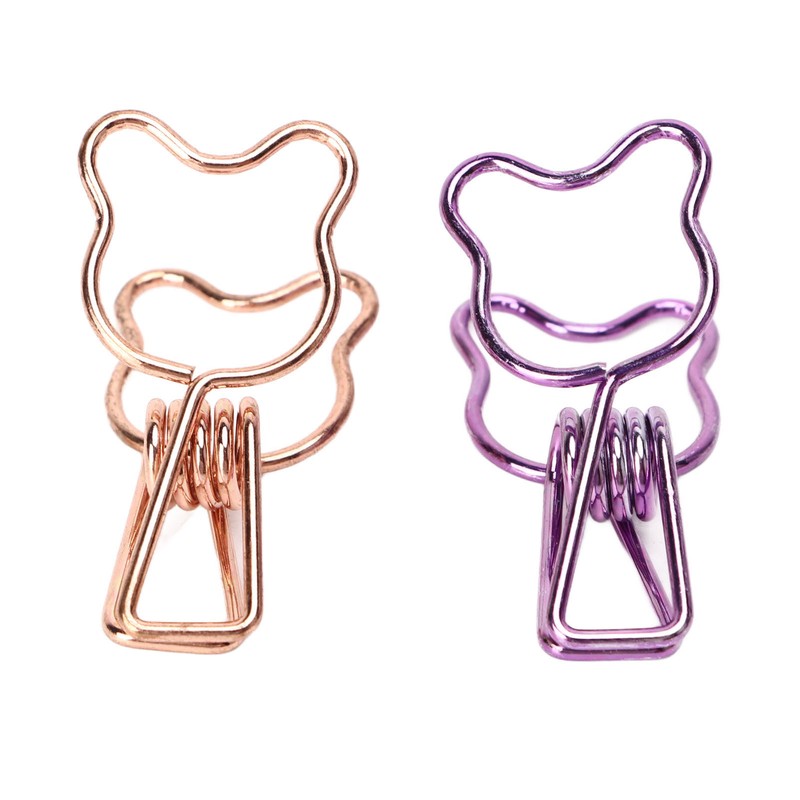 100Pcs Bear Binder Clamps Cute Shape Strong Clamping Sturdy Metal