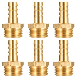 BieMian Brass Hose Nozzle 1/2 Inch Male x 3/8 Inch Nozzle, Hose Nipple G1/2 Inch (20.3 mm) Male x 3/8 Inch Nozzle Screw Connection, Plug Adapter Hose Connector 10 mm Barb x G1/2 Inch Pipe Adapter Pack