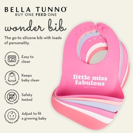 Bella Tunno Baby Bib for Eating, Waterproof Silicone Bib with Large Food Catcher, Adjustable Fit for Babies 4-12 months & Toddlers 1-3 Years, Boys & Girls, Small Town Girl