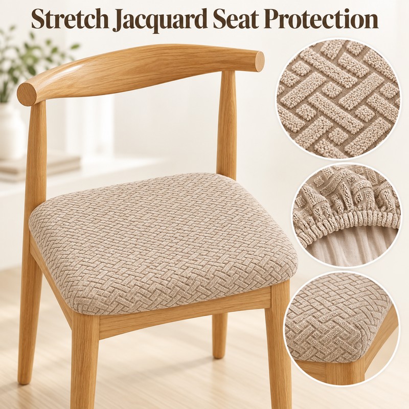 Jacquard Elastic Chair Cover – Universal Stretch Dining Chair Seat