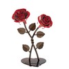 Hand-Forged Wrought Iron Double Red Metal Rose with Twist -