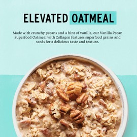 Purely Elizabeth Collagen Oatmeal, Vanilla Pecan, Made with Organic Oats, Amaranth, Quinoa, and Chia Seeds, Gluten-Free, Non-GMO (8oz Bag)