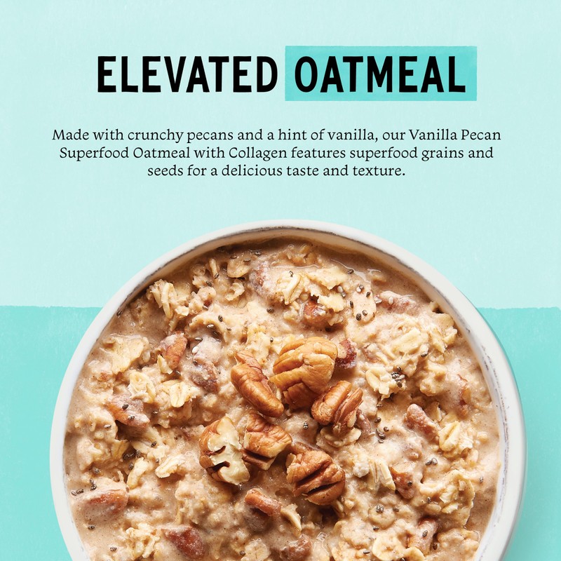 Purely Elizabeth Collagen Oatmeal, Vanilla Pecan, Made with Organic Oats,