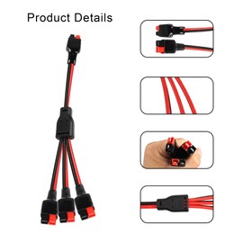 GINTOOYUN 45A Connector One to Three Power Cable Main Cable 12AWG Branch Cable 14AWG 45A Connector One in Three Out Power Cable for Batteries, Portable Charging Stations, Caravans etc(13 Inch)