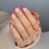 SHANGMENG Red French Tip Press on Nails Short - Soft