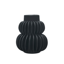 Bloomingville Modern Pleated Stoneware, Black Vase