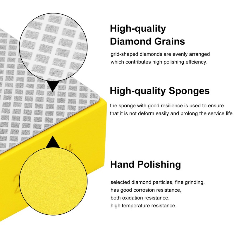 Biugaaufai 8 Pack Diamond Hand Polishing Pads, Sanding Blocks, Diamond