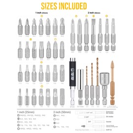 TGFTGF 42PCS Screwdriver Bit Set, S2 Steel Magnetic Drill Bit Set, includes Hex, SQ, Torx Security Bit Set, PH, SL, and PZ Bit, with Carbide Burr, 1/4” Hex Extension Bit Holder, Upgraded Version