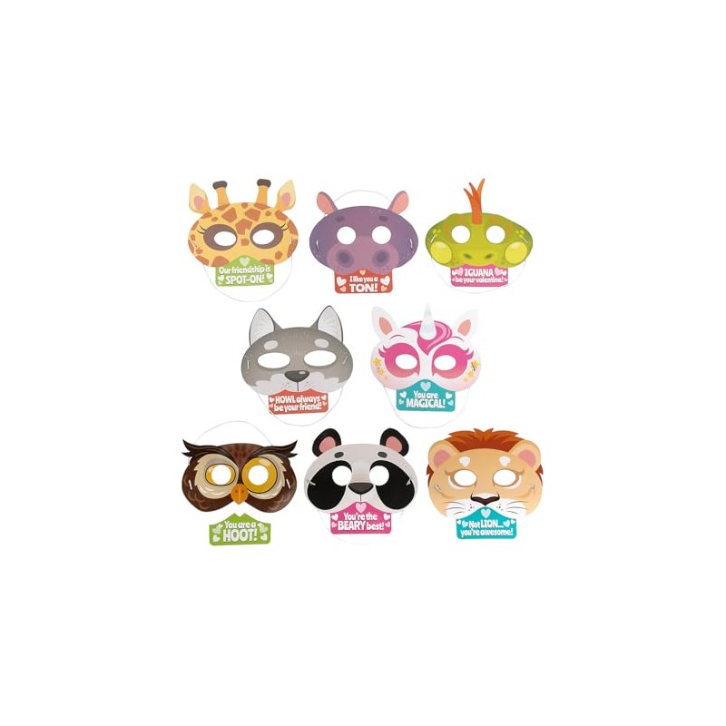 Fun Express Bulk Animal Mask Valentine Exchanges with Card for