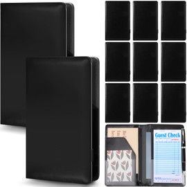 Tenceur 12 Pcs Server Books for Waitress PU Leather Waiter Book with Zipper Pocket Wallet Restaurant Guest Check Presenters Card Holder Fit Server Apron for Waitress Waiter Bartender