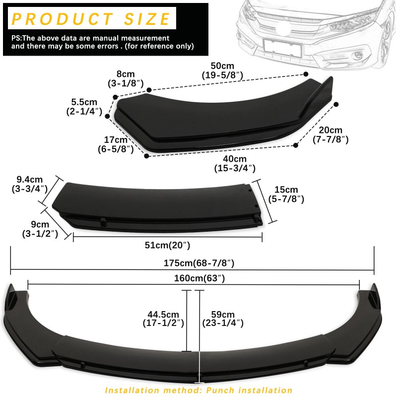 KEEPDSGN For Nissan LEAF Hatchback Gloss Black Front Bumper Lip