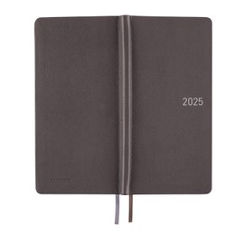 Almost Daily Notebook, 2025 Weeks, English Version, Fine Classic/Steel Gray, Beginning in January, Weekly Notebook, Weekly Left, Slim Vertical