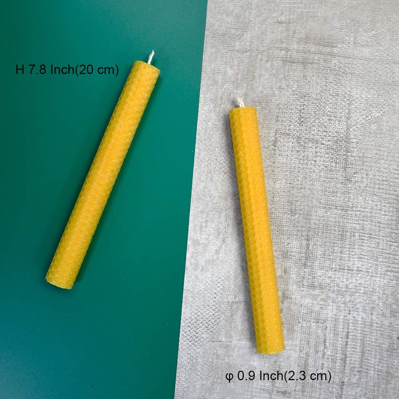12 PCS Beeswax Taper Candles Hand Rolled - Smokeless Dripless