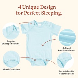 littogoose Baby Short Sleeve Onesie Bodysuits (3-Pack), Newborn Bodysuit with Snap Closure for Boys Girls Infants, Slate&Navy&Storm M