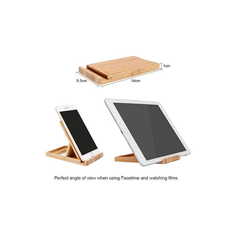 iCozzier Mini Bamboo Portable Adjustable Tablet Phone Stand Multi-angle Foldable