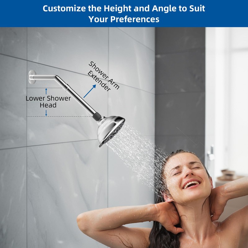 Hibbent All Metal 6 Inch Shower head Extension, Solid Brass