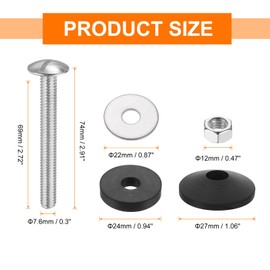 sourcing map 4Pcs Universal Toilet Tank to Bowl Screws Kit, Stainless Steel Heavy Duty Toilet Bolts with Lock Nuts and Gaskets for Bathroom Toilet Repair and Mounting