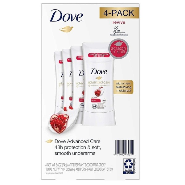 Dove Advanced Care Antiperspirant 4 Pack 2.6 OZ Each