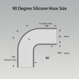 I33T Automotive Silicone Tubing,ID1.35"(35mm) 90 Degree Elbow, 4.7" (120 mm) leg length,Universal 3-Ply High Performance Coupler Silicone Hose for Turbo/Intercooler/Intake Piping (Black, 1.35"(35mm))