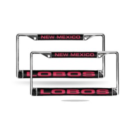 New Mexico Lobos Chrome Metal Laser Cut License Plate Frame - Set of 2 Frames
